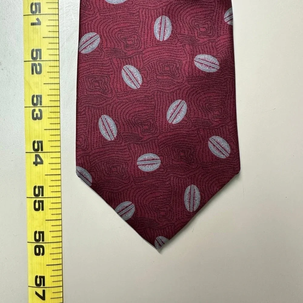 Guy Laroche Paris Monsieur Silk Tie Burgundy Red Silver Oval Pattern Mens Tie